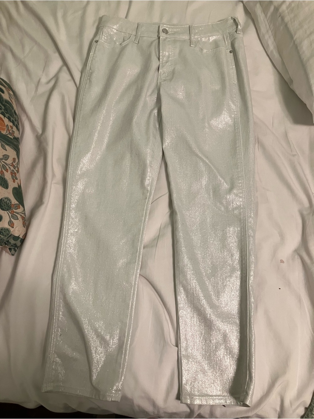Old Navy Iridescent Light Mint Straight-Leg Pants